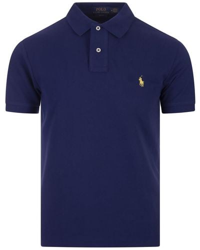Ralph Lauren Royal And Slim-Fit Piquet Polo Shirt - Blue