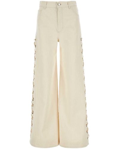 Chloé Ivory Denim Wide-leg Jeans - White