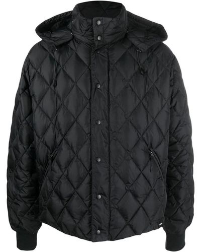 Aspesi Diamond-quilted Hooded Jacket - Black