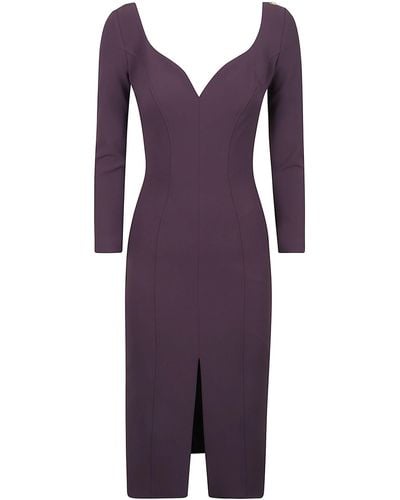 Elisabetta Franchi Midi Sheath Dress - Purple