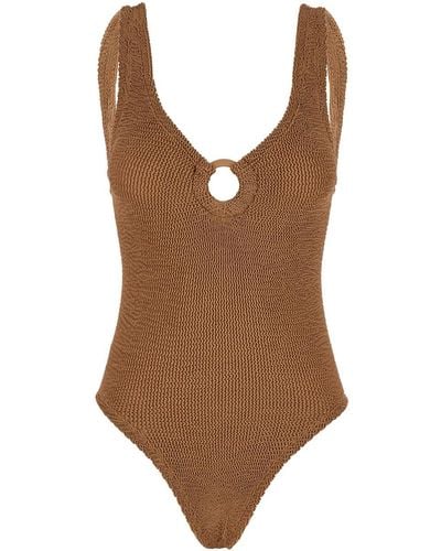 Hunza G Light One-Piece Swimsuit With Ring - Brown