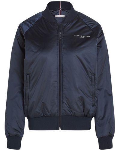 Tommy Hilfiger Sport Essential Padded Bomber Jacket With Logo - Blue