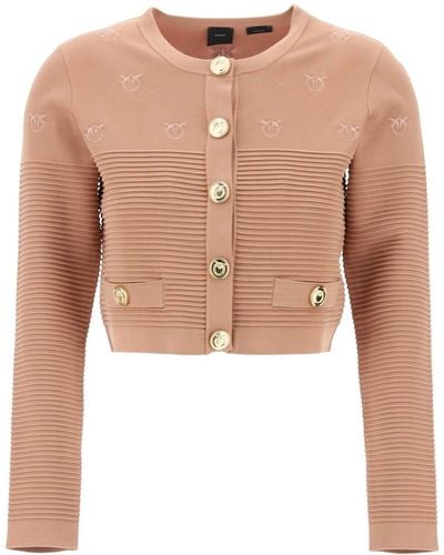 Pinko Ciliegio Cardigan With Love Birds Detailing - White