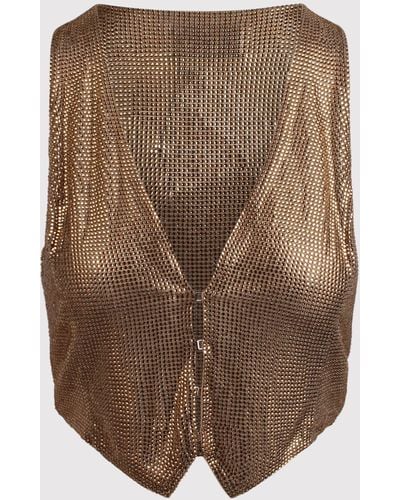 GIUSEPPE DI MORABITO Cropped Vest With Crystals - Brown