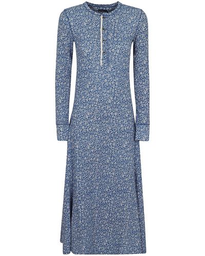 Polo Ralph Lauren Ditsy Rowie-Long Sleeve-Day Dress - Blue