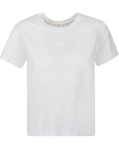 T By Alexander Wang Puff Logo Bound Neck Essential Shrunk T-Shirt - White