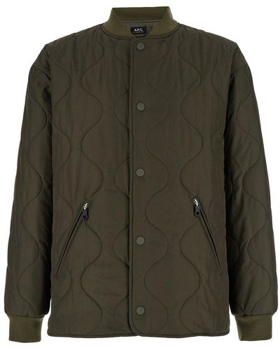 A.P.C. Quilted Bomber Jacket - Green