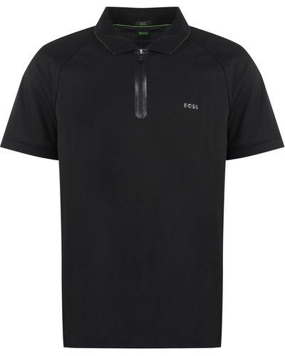 BOSS Stretch Cotton Short Sleeve Polo Shirt - Black