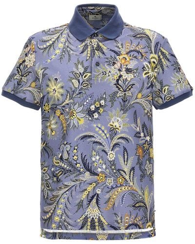 Etro Floral Print Shirt Polo - Blue