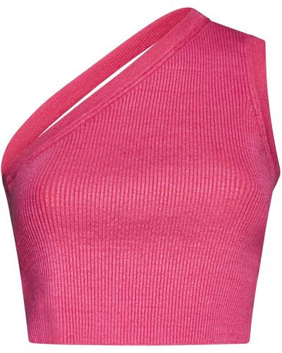 Jacquemus Ascu Knit Linen-blend Top - Pink