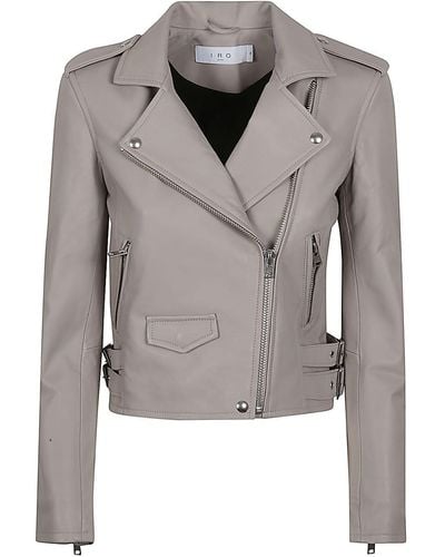 IRO Zipped Leather Jacket - Grey
