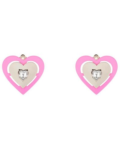 Safsafu Neon Heart Clip-On Earrings - Pink