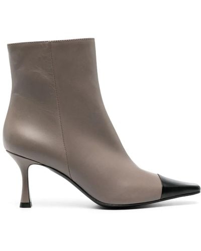 Roberto Festa Taupe Calf Leather Fanny Ankle Boots - Gray