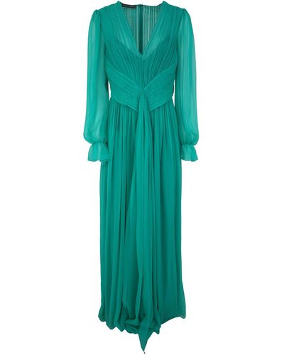 Alberta Ferretti Chiffon Long Dress Clothing - Green