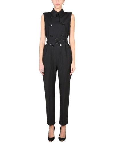 Burberry Double Breasted Belted Waist Overalls - Black