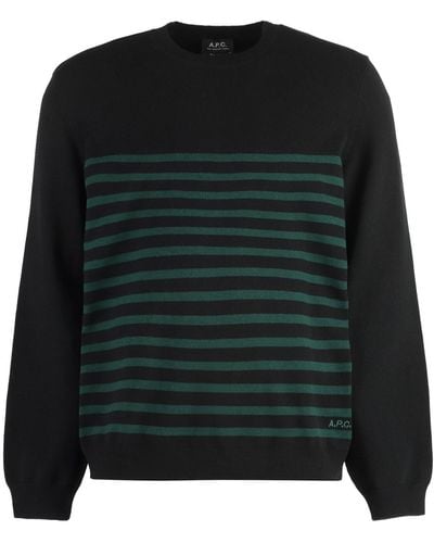 A.P.C. Cotton Blend Crew-neck Sweater - Black