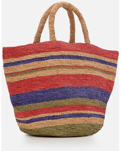 Manebí Striped Raffia Tote Bag - Multicolor