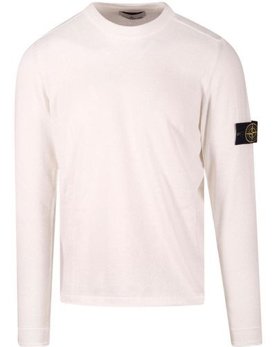 Stone Island Compass Patch Crewneck Knitted Sweater - Pink