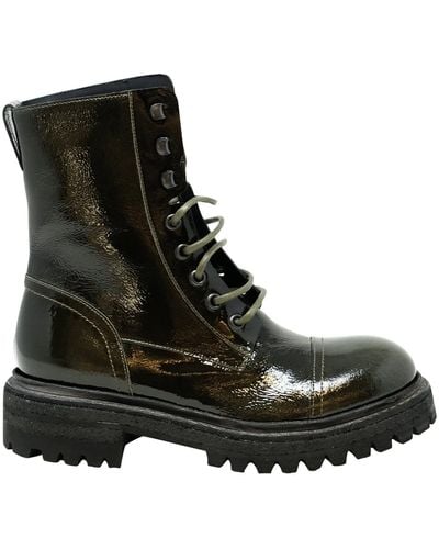 Roberto Del Carlo Roberto Patent Leather Felce Boots - Black