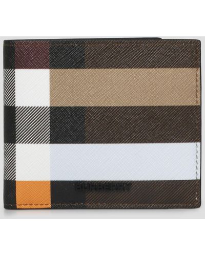Burberry Color Block Check Bifold Wallet - Gray