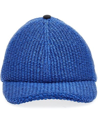 Marni Logo-embroidered Woven Baseball Cap - Blue