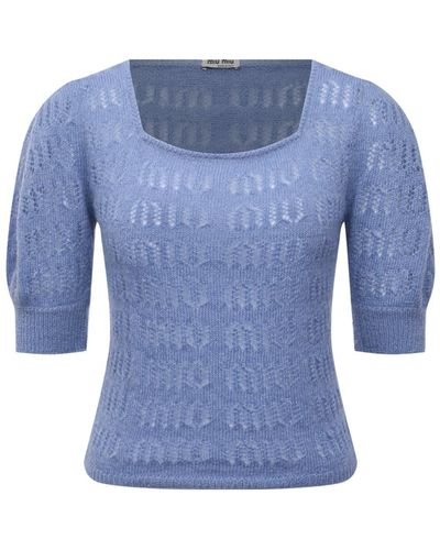 Miu Miu Short Sleeve Pullover - Blue