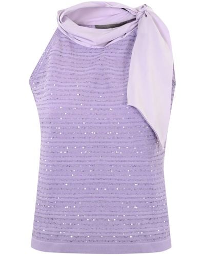 D.exterior Viscose Top With Sequins - Purple