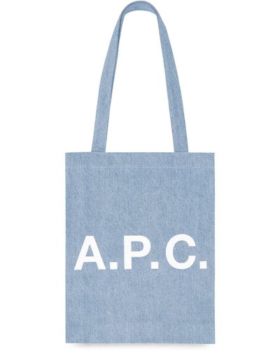 A.P.C. Lou Logo Detail Tote Bag - Blue