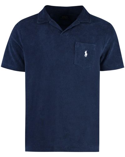 Polo Ralph Lauren Towelling Polo Shirt - Blue