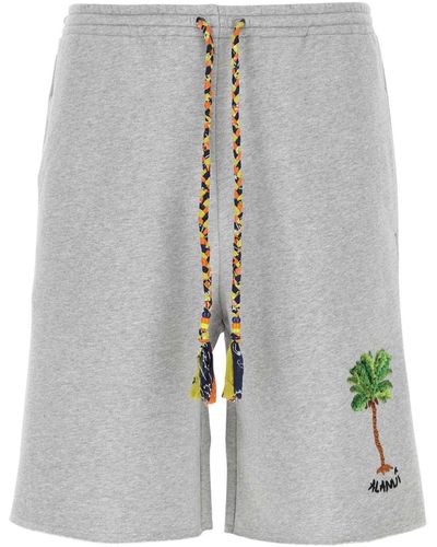 Alanui Melange Grey Stretch Cotton Stay Positive Bermuda Shorts