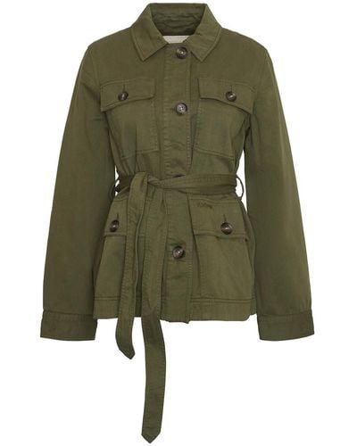 Barbour Military Jacket With Belt - Green