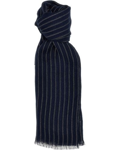 Brunello Cucinelli Lurex Stripe Scarf - Blue