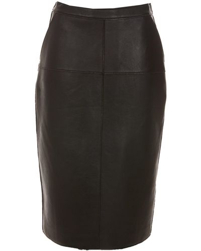 P.A.R.O.S.H. Maciock Midi Leather Skirt - Black