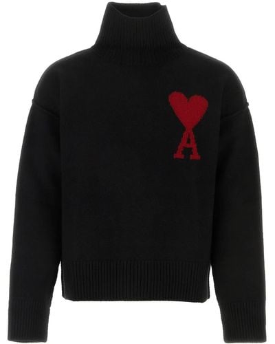 Ami Paris Wool Oversize Sweater - Black