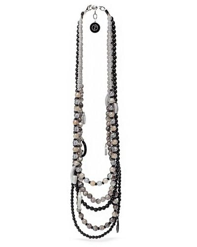 Giorgio Armani Logo Charm Beads Necklace - Multicolor