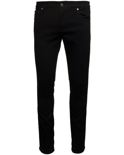 Dolce & Gabbana Skinny Jeans With Logo Plaque At The Back In Stretch Cotton Denim - Black