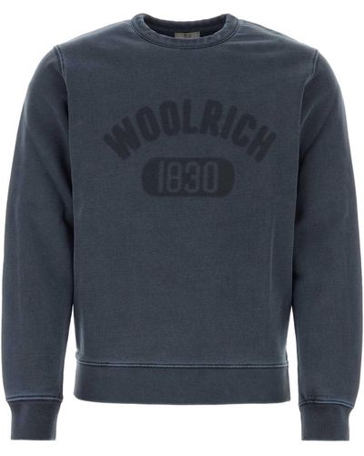 Woolrich Denim Blue Cotton Sweatshirt