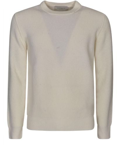 Ballantyne Round Neck Plain Ribbed Sweater - Gray
