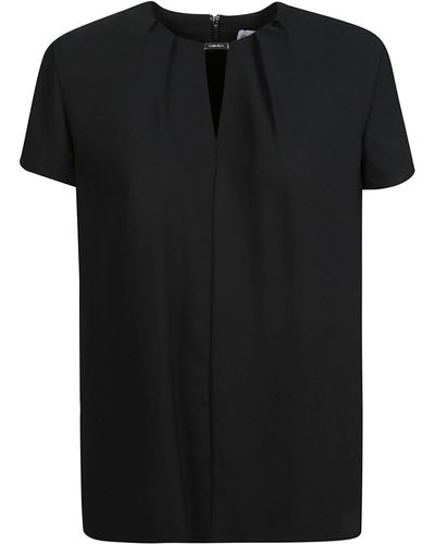 Calvin Klein Metal Bar Short-Sleeved Blouse - Black