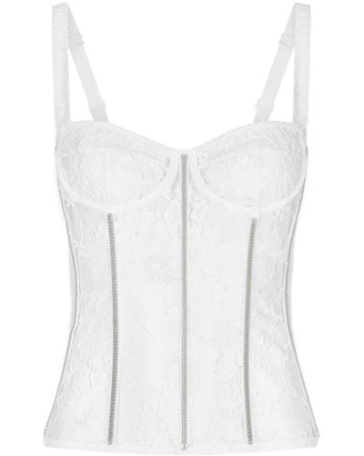Dolce & Gabbana Lace Lingerie Bustier With Straps - White