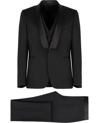 Tagliatore Three-Piece Wool Suit - Black