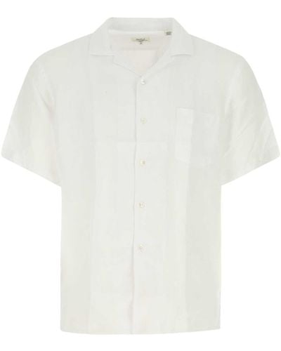 Hartford White Linen Palm Shirt