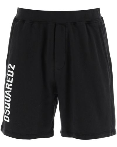 DSquared² Jersey Bermuda Shorts With Logo - Black