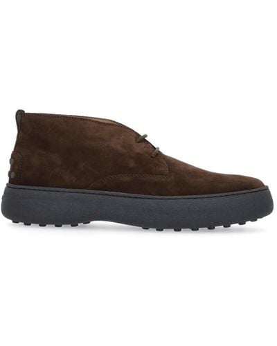Tod's Suede Leather Ankle Boots - Brown