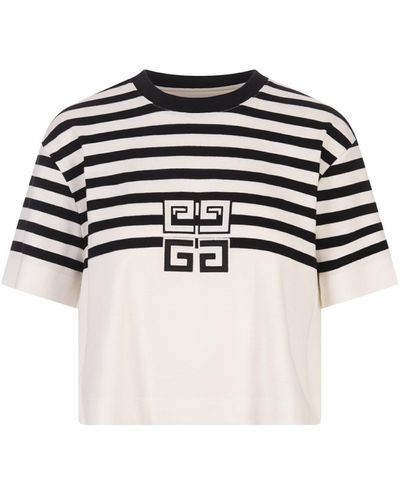 Givenchy Short Striped T-shirt With 4g Application - Black