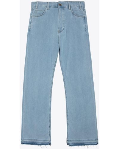 Laneus Denim 5/Pockets Trousers Light Chambray Denim Pant - Blue