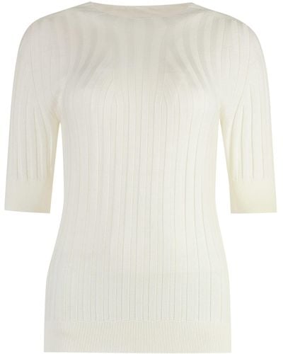 Peserico Lurex Knit T-Shirt - White