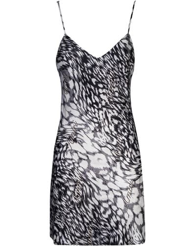Amiri Leopard Mini Slip Dress - Black