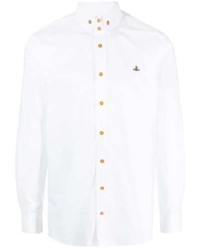 Vivienne Westwood Embroidered-orb Button-up Shirt - White