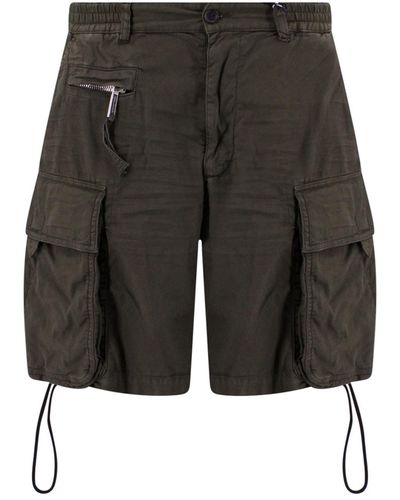 DSquared² Dark Cotton Blend Cargo Shorts - Gray
